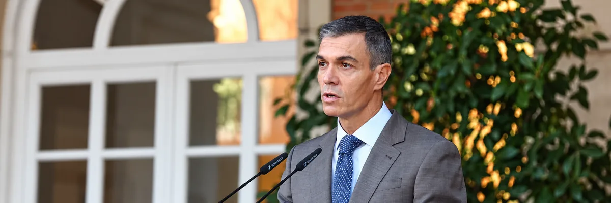 Pedro Sánchez during the press conference announcing the decision to call an early election. (Moncloa/Fernando Calvo y Sandra Armada)