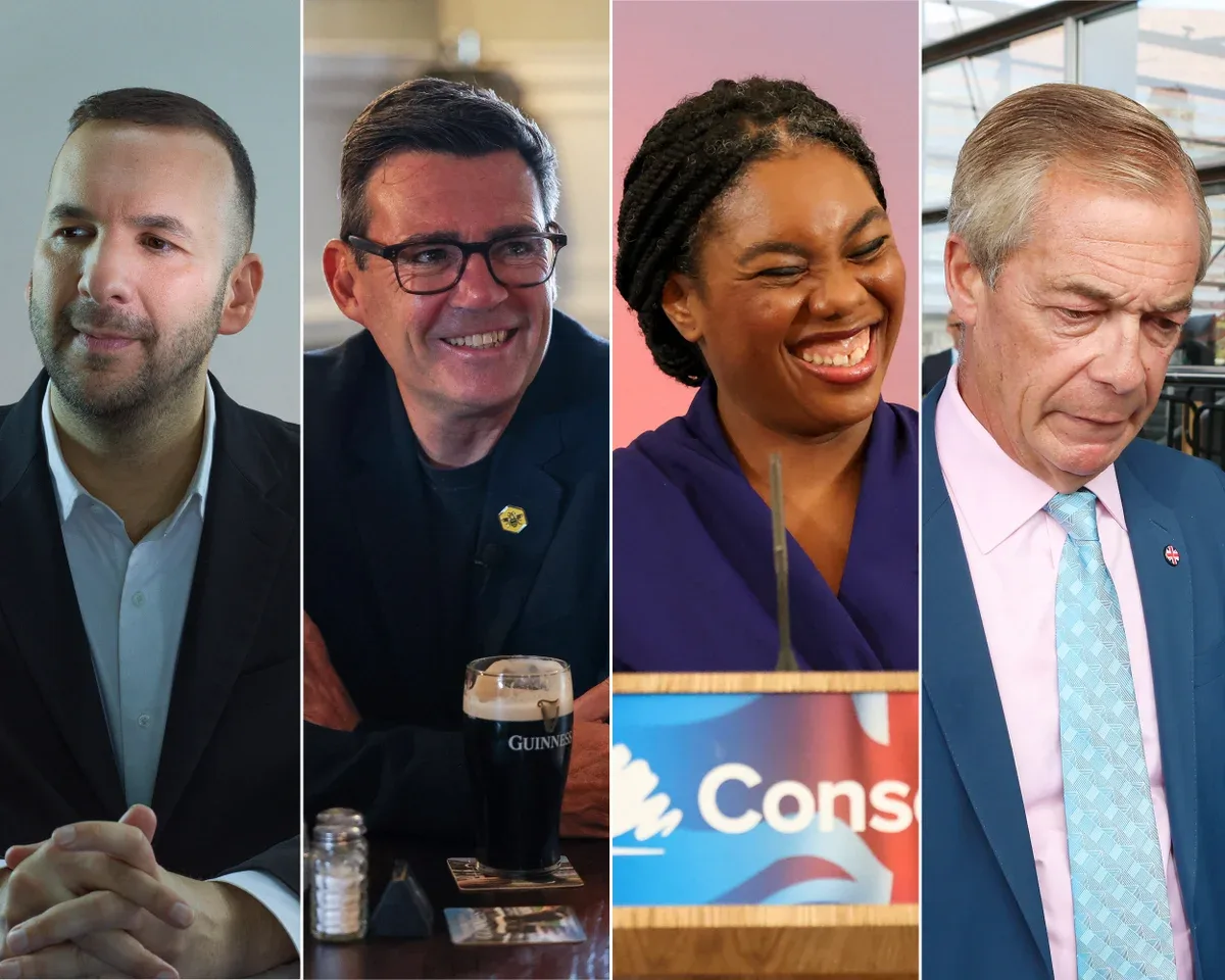 Left to right: Zack Polanski, Leader of the Green Party, Andy Burnham, Prime Minister, and Leader of the Labour Party; Kemi Badenoch, Leader of the Conservative Party and Leader of the Opposition; Nigel Farage, Leader of Reform UK (Elgot & Kirk 2026)