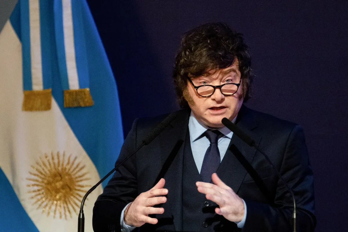 Argentine President Javier Milei speaks at the Council of the Americas conference in Buenos Aires (Juan Mabromata/AFP)
