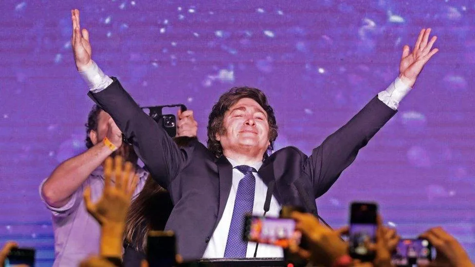Javier Milei addresses supporters after polls closed in the Buenos Aires provincial legislative elections in La Plata (Gustavo Garello/AP Photos)